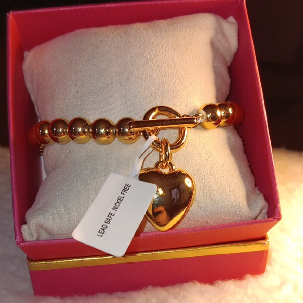 House of Harlow 1960 Gold Chain Heart Charm Bracelet